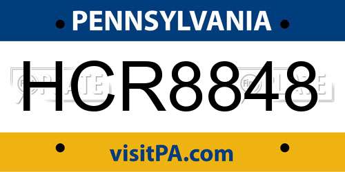 HCR8848 Pennsylvania License Plate