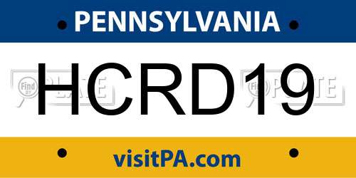 HCRD19 Pennsylvania License Plate