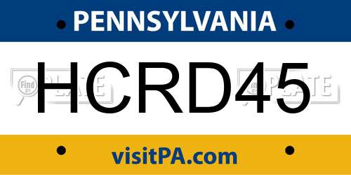 HCRD45 Pennsylvania License Plate