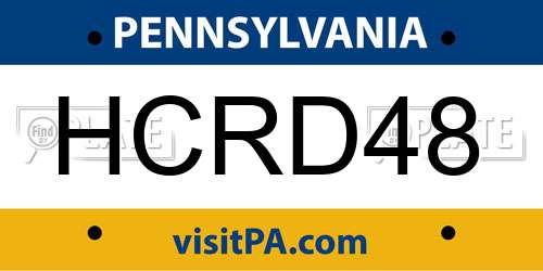 HCRD48 Pennsylvania License Plate