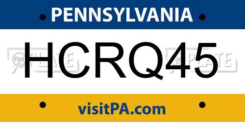 HCRQ45 Pennsylvania License Plate