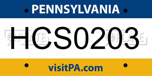 HCS0203 Pennsylvania License Plate