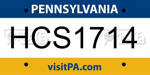 HCS1714 Pennsylvania License Plate