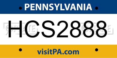 HCS2888 Pennsylvania License Plate