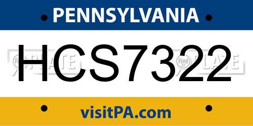 HCS7322 Pennsylvania License Plate