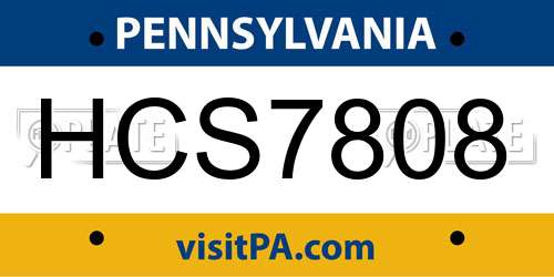 HCS7808 Pennsylvania License Plate