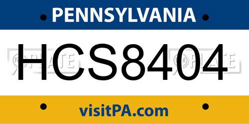 HCS8404 Pennsylvania License Plate