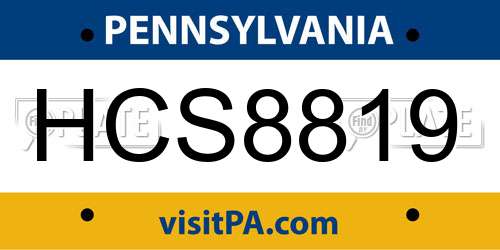 HCS8819 Pennsylvania License Plate