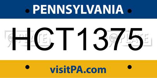 HCT1375 Pennsylvania License Plate
