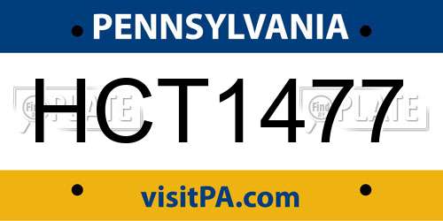 HCT1477 Pennsylvania License Plate