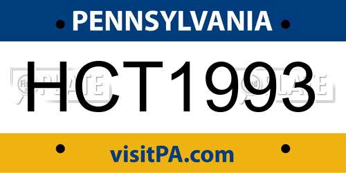 HCT1993 Pennsylvania License Plate