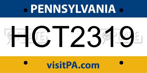 HCT2319 Pennsylvania License Plate