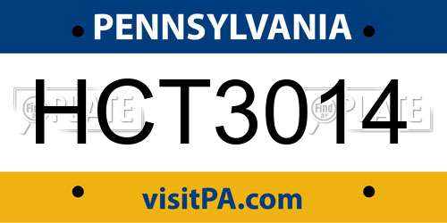 HCT3014 Pennsylvania License Plate