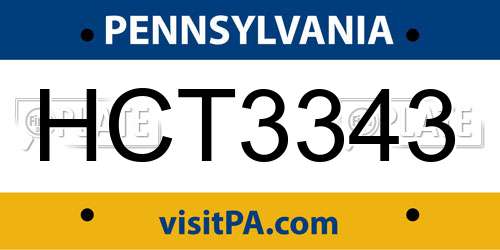 HCT3343 Pennsylvania License Plate