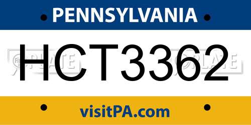 HCT3362 Pennsylvania License Plate