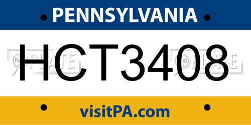 HCT3408 Pennsylvania License Plate