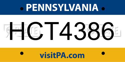 HCT4386 Pennsylvania License Plate