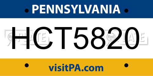 HCT5820 Pennsylvania License Plate