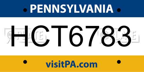 HCT6783 Pennsylvania License Plate