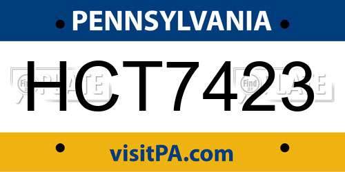 HCT7423 Pennsylvania License Plate
