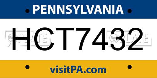 HCT7432 Pennsylvania License Plate