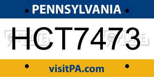 HCT7473 Pennsylvania License Plate