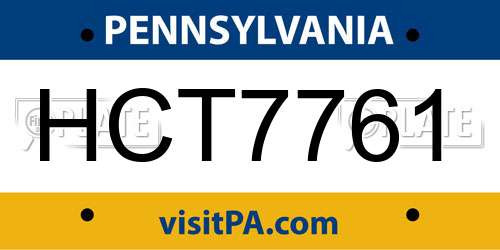 HCT7761 Pennsylvania License Plate