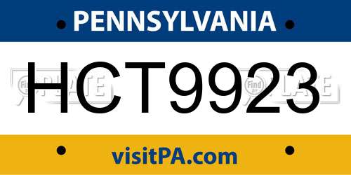 HCT9923 Pennsylvania License Plate