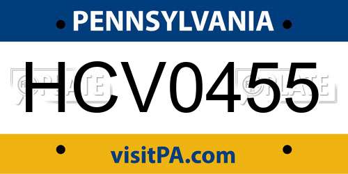 HCV0455 Pennsylvania License Plate
