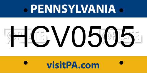 HCV0505 Pennsylvania License Plate