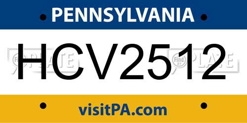 HCV2512 Pennsylvania License Plate