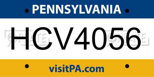 HCV4056 Pennsylvania License Plate