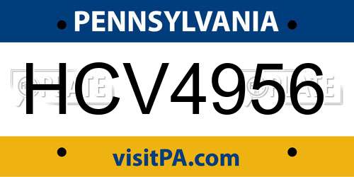 HCV4956 Pennsylvania License Plate