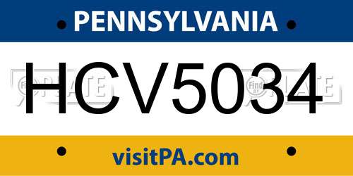 HCV5034 Pennsylvania License Plate