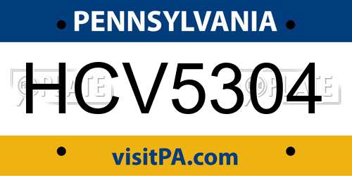 HCV5304 Pennsylvania License Plate