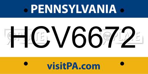HCV6672 Pennsylvania License Plate