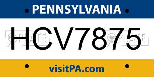 HCV7875 Pennsylvania License Plate