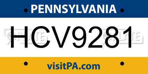 HCV9281 Pennsylvania License Plate