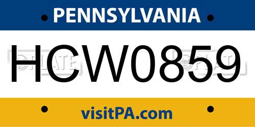 HCW0859 Pennsylvania License Plate