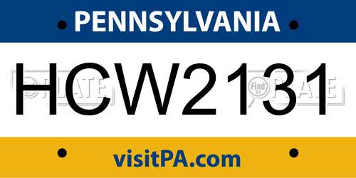 HCW2131 Pennsylvania License Plate