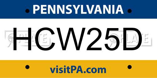 HCW25D Pennsylvania License Plate