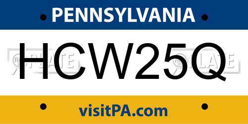 HCW25Q Pennsylvania License Plate