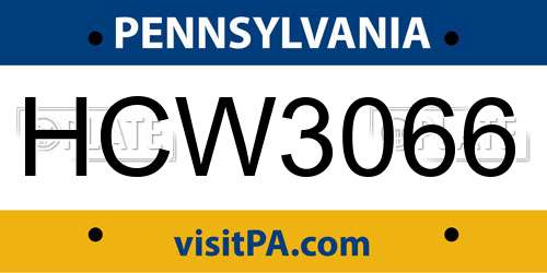 HCW3066 Pennsylvania License Plate