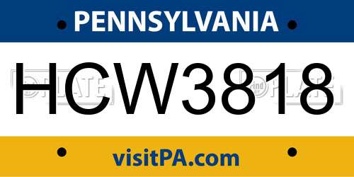 HCW3818 Pennsylvania License Plate