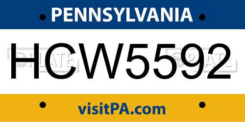 HCW5592 Pennsylvania License Plate
