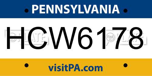 HCW6178 Pennsylvania License Plate