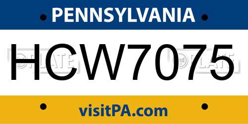 HCW7075 Pennsylvania License Plate