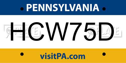 HCW75D Pennsylvania License Plate