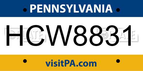 HCW8831 Pennsylvania License Plate
