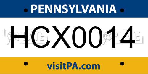 HCX0014 Pennsylvania License Plate